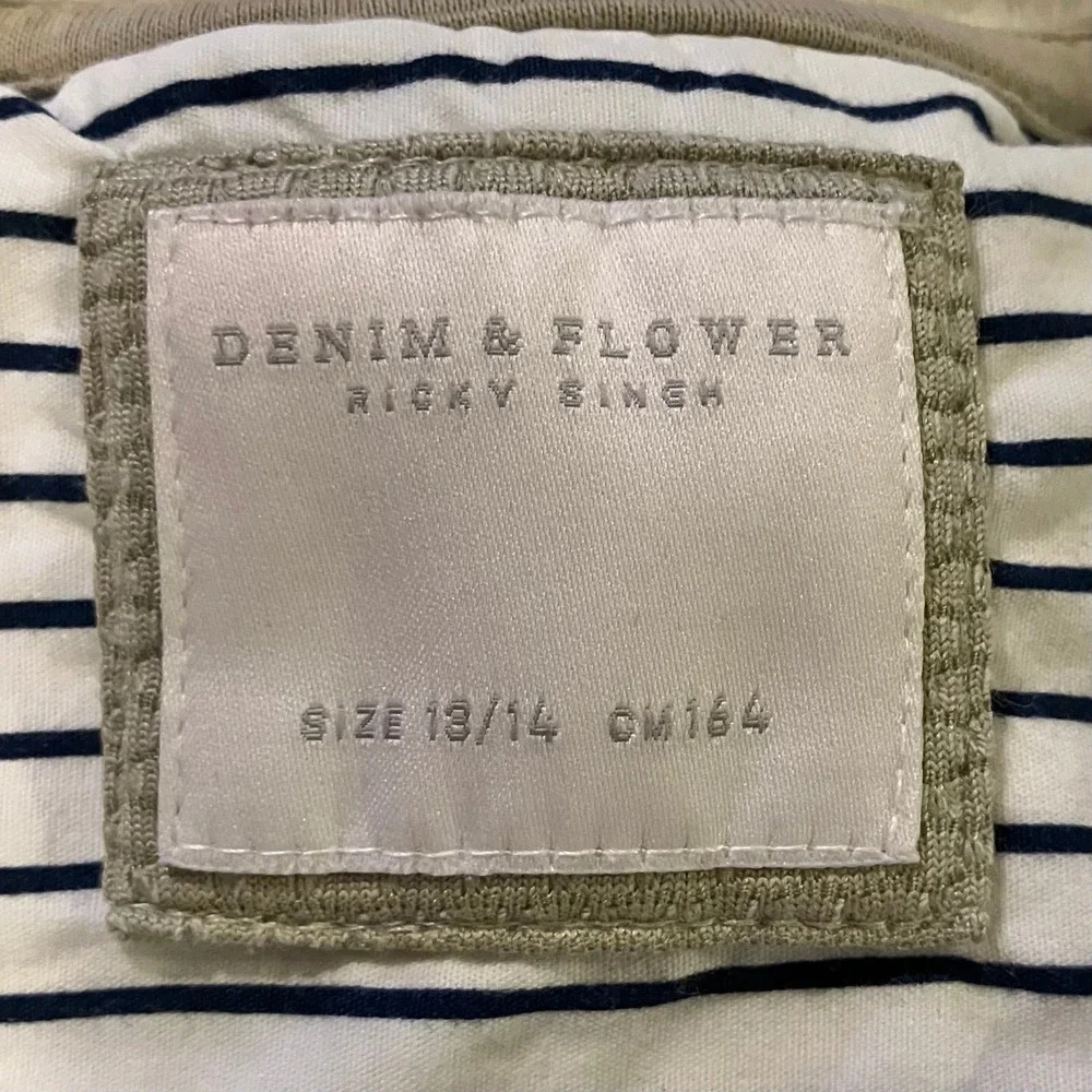 Denim & Flower Ricky Singh‎ Green/White Color Block Shortsleeve Shirt Boys 13/14